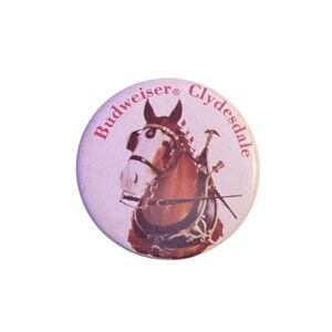 Vintage Budweiser Clydesdale Pin - White Metal Horse Design Beer Collectible